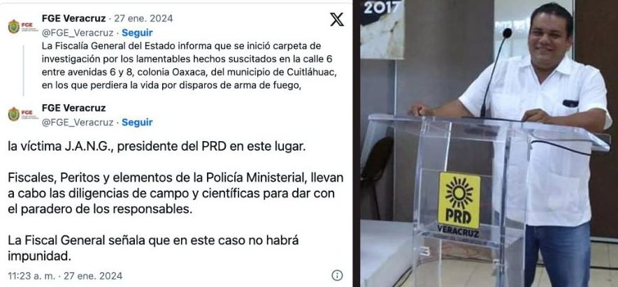 Violencia Política: Asesinan al Dirigente del PRD en Cuitláhuac, Veracruz