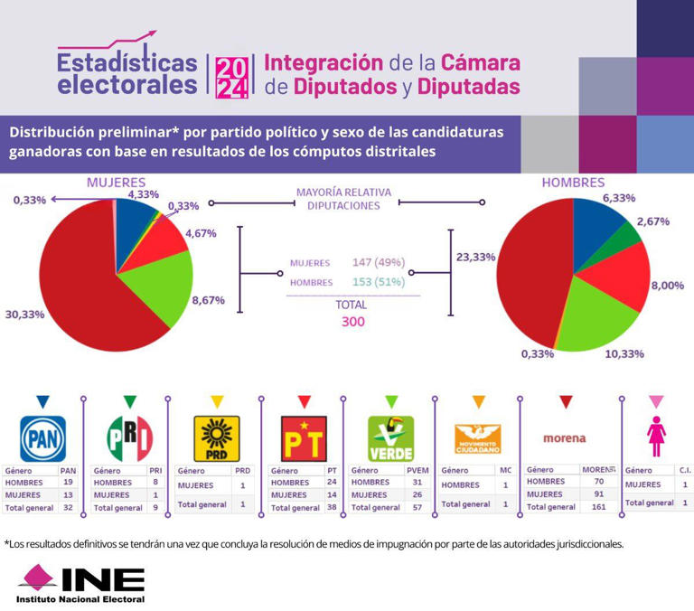 INE Anuncia Distribución Preliminar de Curules en la Cámara de Diputados