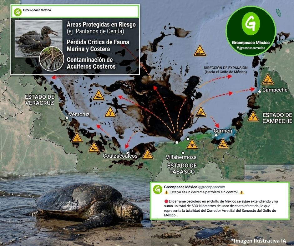 Derrame petrolero avanza sin contención en costas del Golfo y organizaciones exigen intervención urgente