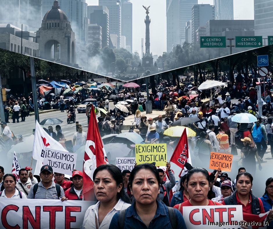 CNTE toma Reforma y Bucareli antes del plantón anunciado para junio
