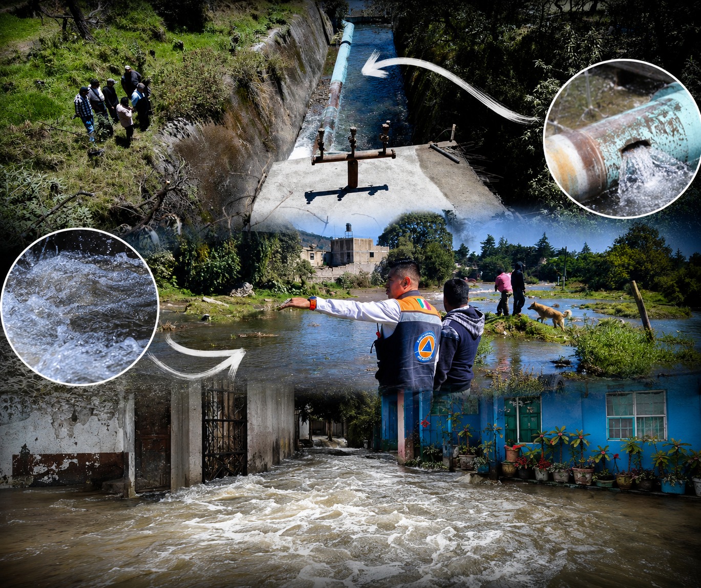 Ducto antiguo provoca megafuga en Xochimilco; agua entra a 25 viviendas
